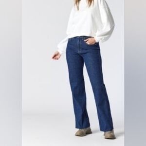 Mavi Victoria High-Rise Wide-Leg all blue Raw Hem Dark 27/32 NWT